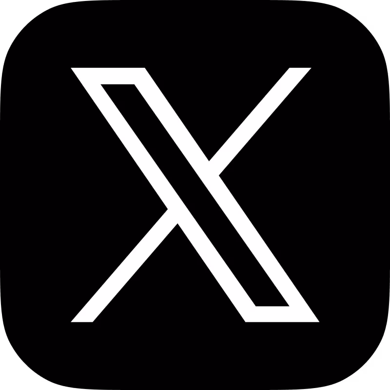 White stylized letter X on a black background.