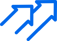 Three blue arrows pointing diagonally upward to the right, symbolizing growth or progress.