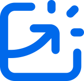 Blue arrow pointing outward from a square, symbolizing an external link.